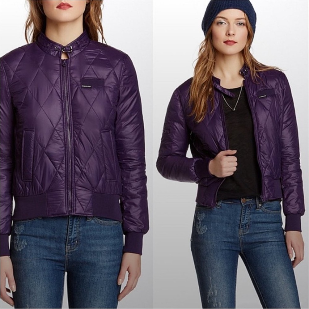 Ladies Members Only Dried Grape Color Ultra Light Mo-Tech Puffer Jacket Large